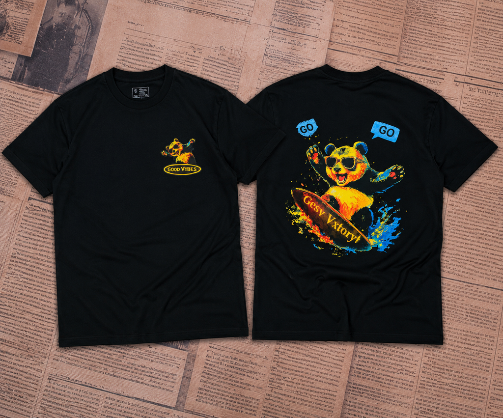 Panda Wave (oversize) T-shirt – 100% Cotton