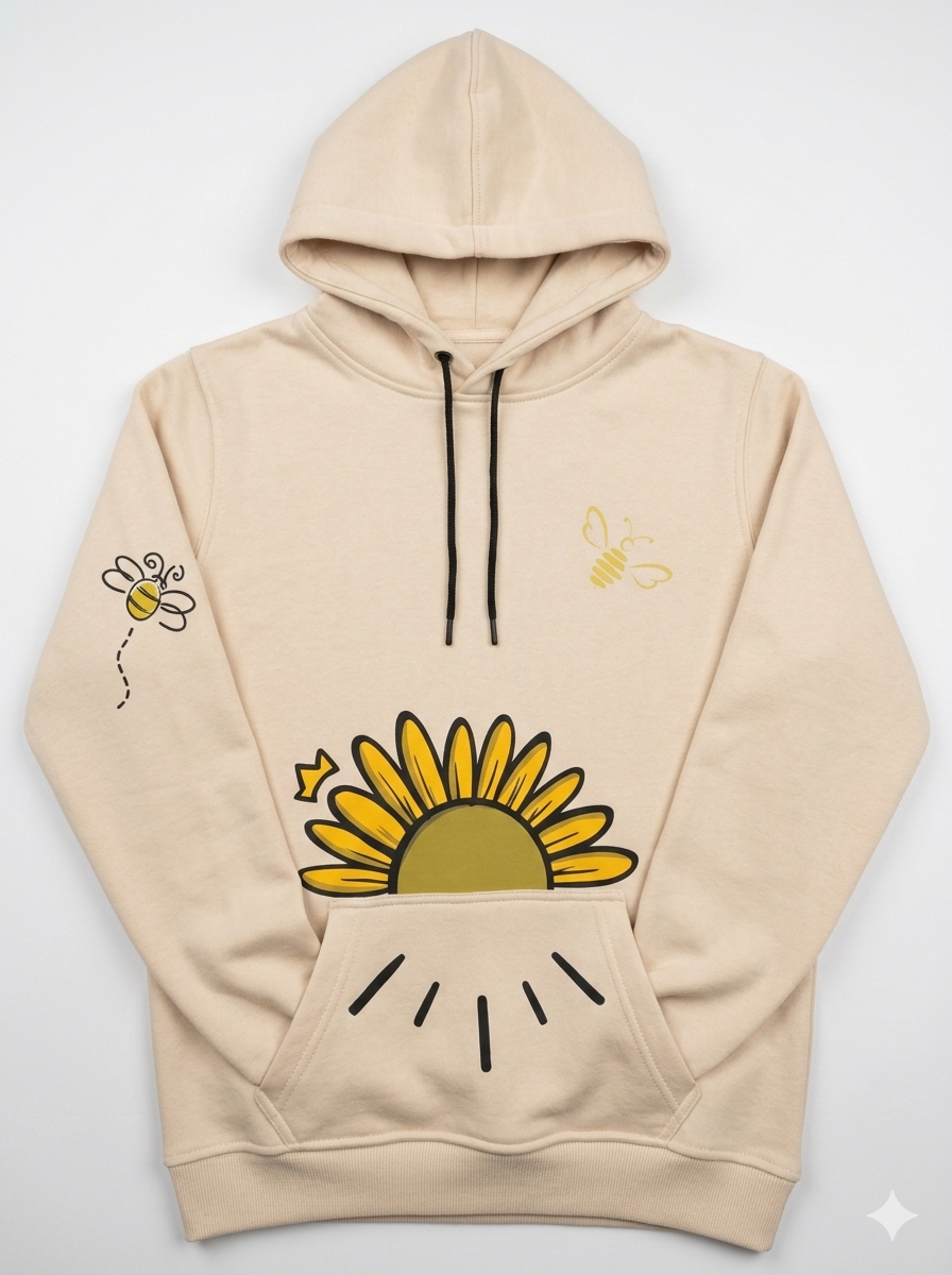 100% cutton- girls selver hoodie (beige)