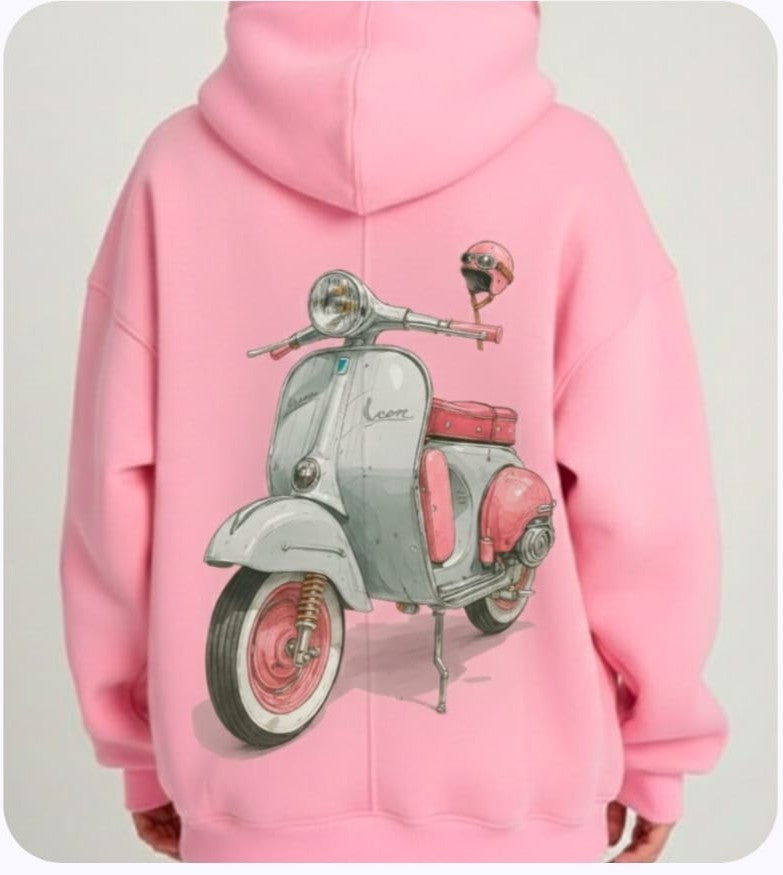 Pink Scooter Hoodie, made from high-quality 100% cotton