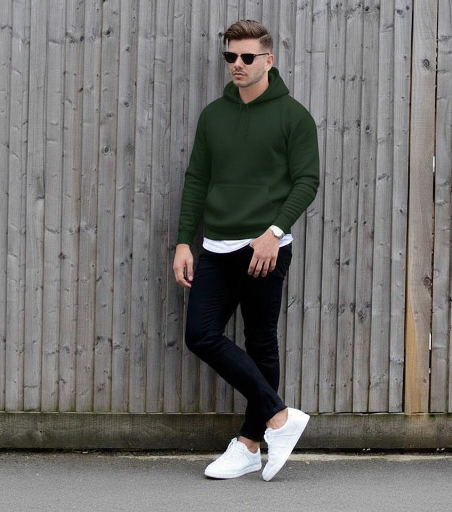 Dark Green Stylish - Winter Regular Fit Hoodie