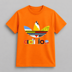 Orange cotton Adidas colorful Logo T-Shirts featuring multicolored graphic logo with geometric and abstract patterns