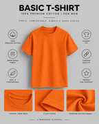 Basic T-Shirt in bright orange 100% premium cotton with classic crew neck, clean finish, and soft breathable fabric