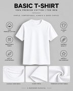 Basic T-Shirt in white cotton with classic crew neck, clean finish, and soft breathable fabric, perfect for everyday wear.