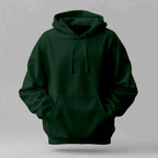Burgundy Stylish hoodie in dark green cotton with a plain design, drawstring hood and front kangaroo pocket