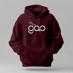 gap-winter-regular-fit-hoodie in burgundy cotton with a white Gap logo, drawstring hood and front pouch pocket