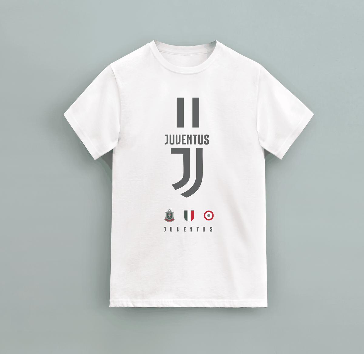 Juventus DNA Graphic white cotton T-shirt with short sleeves and bold black Juventus logo and crest design