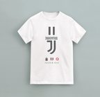 Juventus DNA Graphic white cotton T-shirt with short sleeves and bold black Juventus logo and crest design